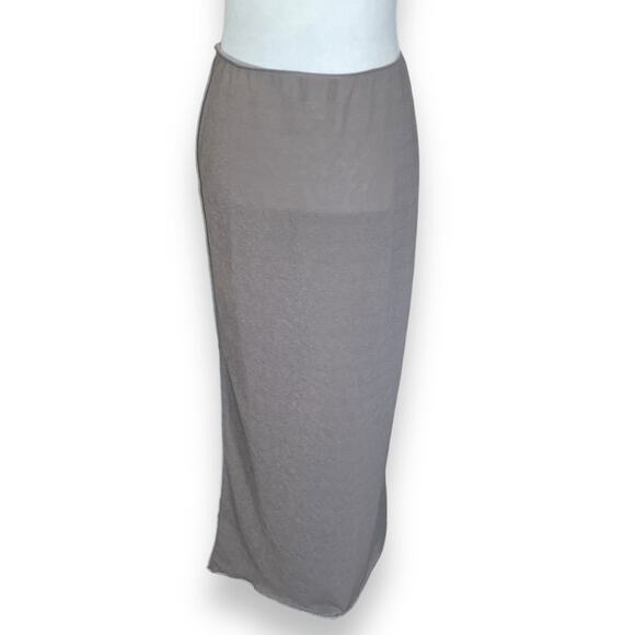 Y2K Ann Ferriday Los Angeles Gossimer Taupe Maxi Skirt Exposed Seam Sheer - Picture 5 of 9